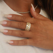 Bague 3 rangs diamants de synthèse poires et marquises Amalfi